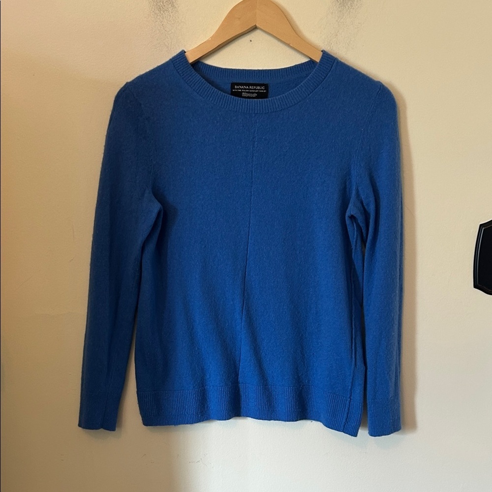 Banana Republic Blue Filpicci Italian Yarn Merino Wool Crewneck Sweater Size M